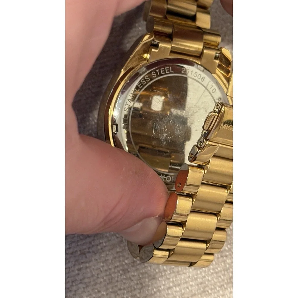 Michael‎ Kors MK5605 Gold Chronograph Watch Roman Dial w/ Box Needs Battery